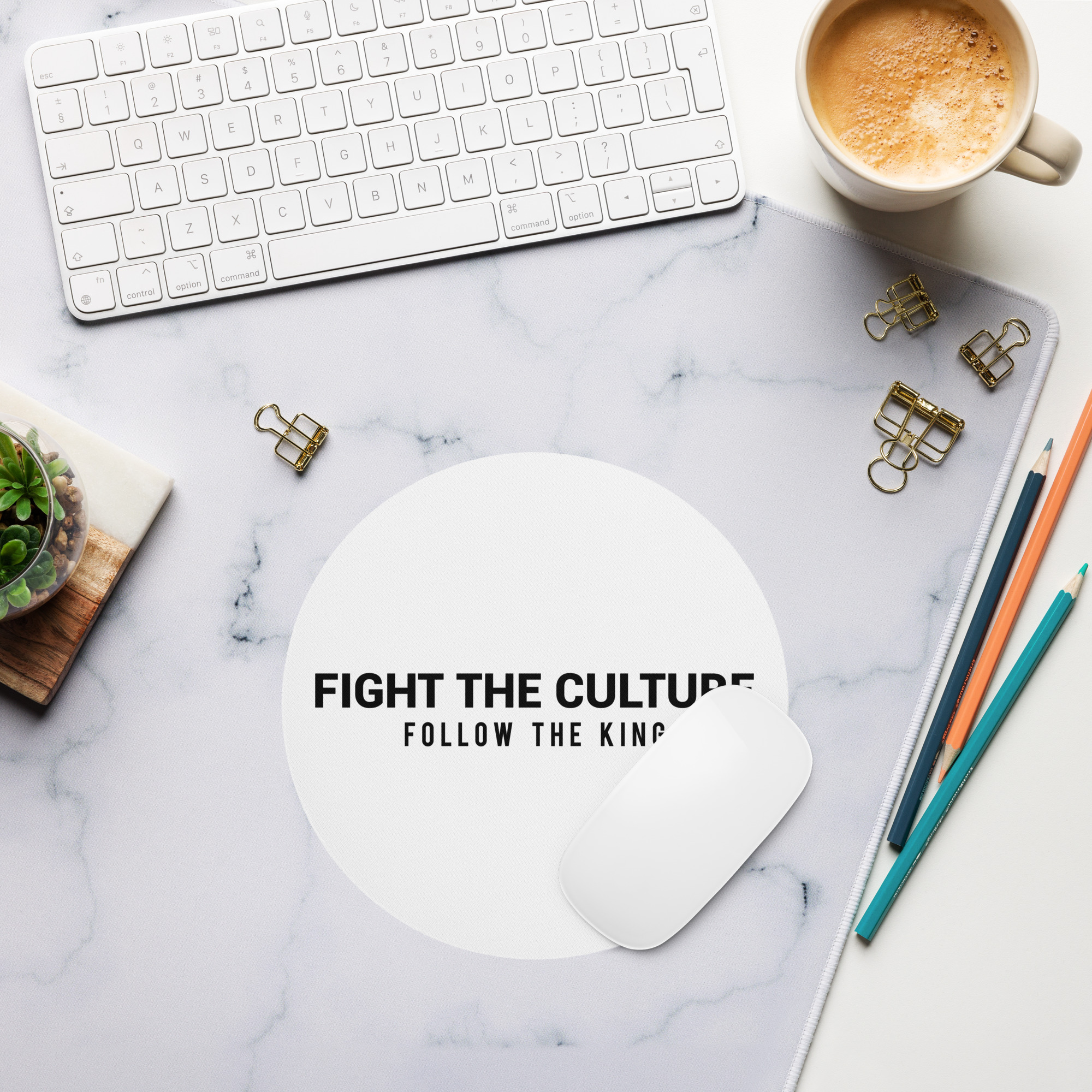 Fundamental Logo Round Mouse Pad (White) - Image 2