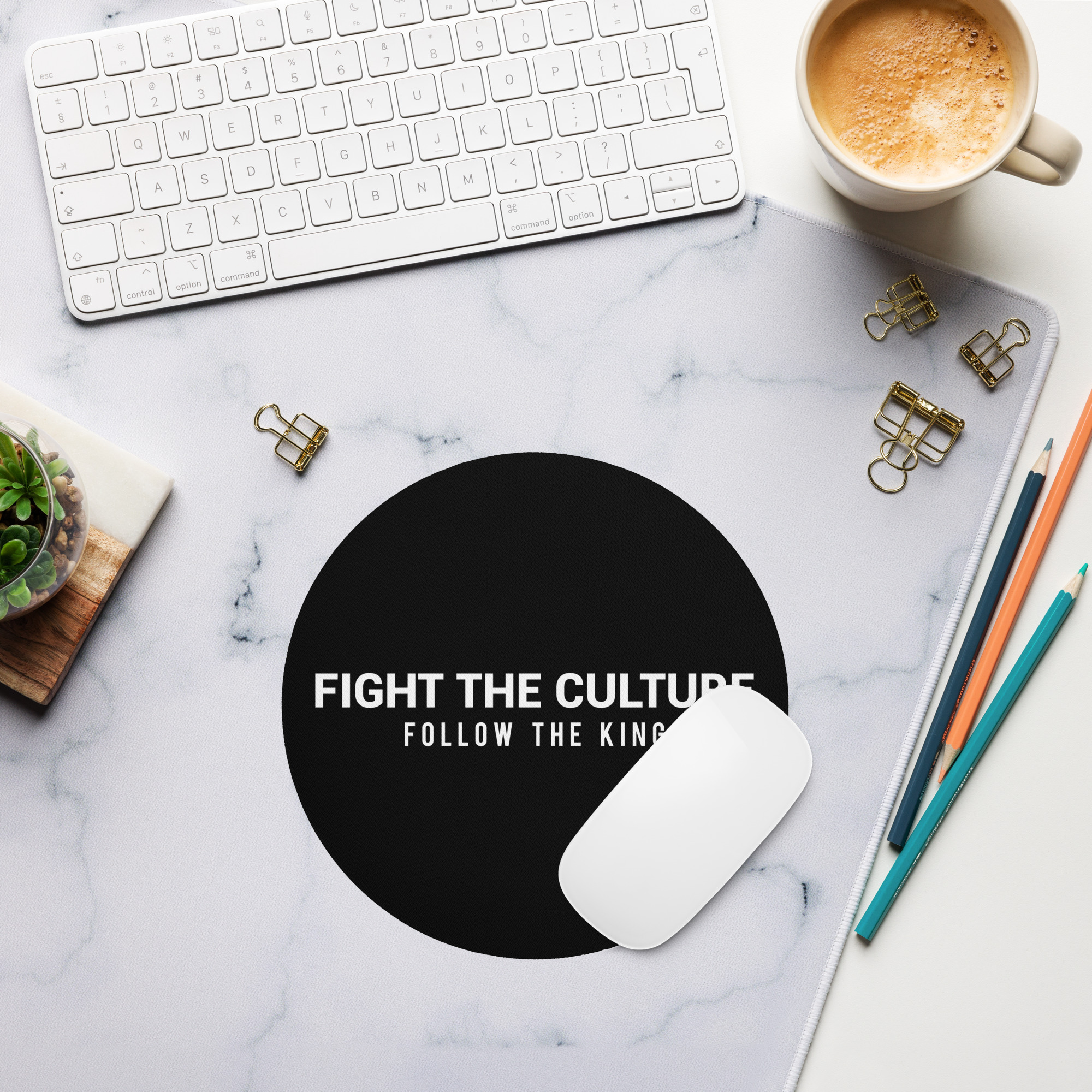 Fundamental Logo Round Mouse Pad (Black) - Image 2